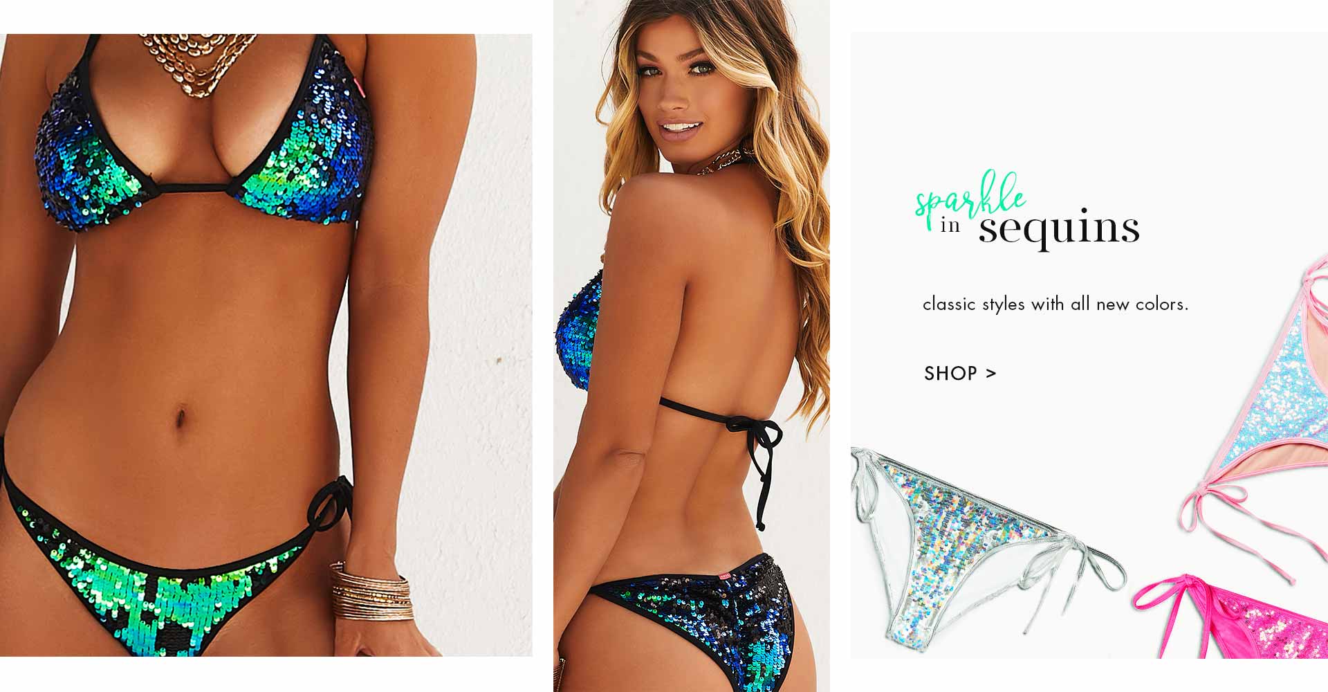 sequins bikinis, shop