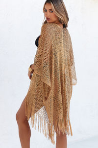 Luz De Luna Gold Fringed Beach Cover Up image