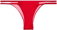 Solid Red Double Strap Micro Scrunch Bikini Bottoms image