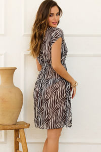 Zebra Open Mesh Cover Up w/ Drawstring Waist image