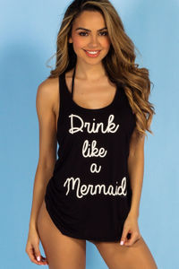 Black Drink Like a Mermaid Beach Tank image