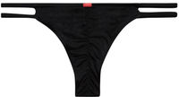 Solid Black Double Strap Micro Scrunch Bikini Bottoms image