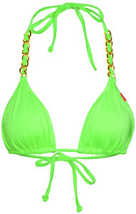 Neon Green Triangle Bikini On a Chain Top  image