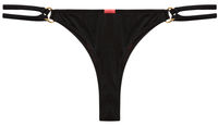 Black Double Strap Side Loops Brazilian Thong Bikini Bottom image