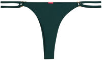 Hunter Green Double Strap Side Loops Brazilian Thong Bikini Bottom image