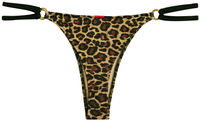 Leopard & Black Double Strap Side Loops Brazilian Thong Bikini Bottom image