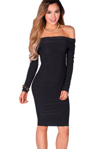 Black off clearance the shoulder bodycon