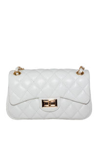 White Vegan Leather Diamond Stitch Handbag image