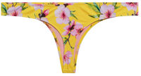 Yellow Cherry Blossom Print Banded Brazilian Thong Bikini Bottoms image