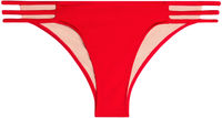 Solid Red Triple Strap Classic Scrunch Bikini Bottoms image