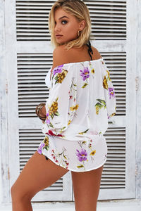 Rouge Noir White Floral Chiffon Kimono Beach Cover Up image