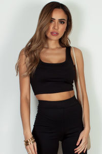 "Used To This" Black Cropped Stretch Tank Top image