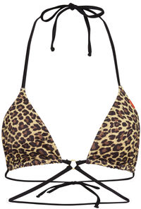 Leopard & Black Center Loop Wrap Around Bikini Top image