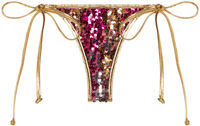 Gold & Fuchsia Sequin G-String Thong Bikini Bottom image