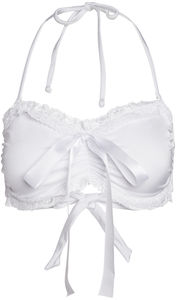 Aruba White Bridal Ruffle Lace Bikini Top image