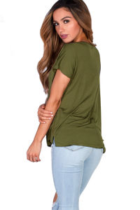 "Kelly" Avocado Green Super Soft Oversized Ladies V Neck T Shirt image