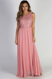 "Sweet Bliss" Pink Sleeveless Crochet Lace Maxi Dress image
