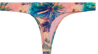 Watercolor Palm Tree Print Sexy Banded Brazilian Thong Bikini Bottoms image