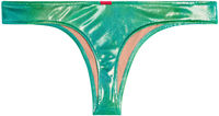 Blue Green Tie Dye Shimmer Banded Brazilian Thong Bottom image