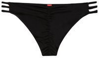 Solid Black Triple Strap Classic Scrunch Bikini Bottoms image