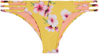 Yellow Cherry Blossom Triple Strap Classic Scrunch Bikini Bottom image