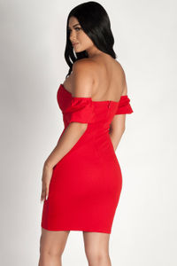 "Always This Late" Red Off Shoulder Bodice Dress image