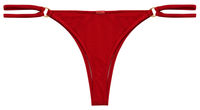 Red Double Strap Side Loops Brazilian Thong Bikini Bottom image