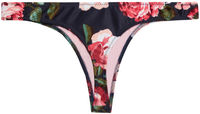 Rose Garden Print Brazilian Thong Bikini Bottoms image
