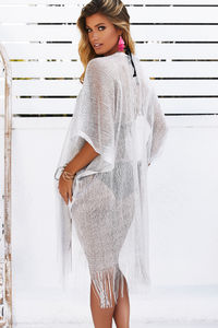 De Sousa Silver Fringed Beach Cover Up image