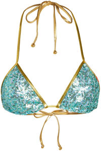 Gold & Aqua Sequins Triangle Top image