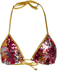 Gold & Fuchsia Sequin Triangle Top image