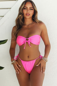 Neon Pink Bandeau String Loop Top image