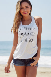 White Eat Veggies Not Friends Tank image