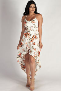 "Don't Tell Nobody" Ivory Ruffled Floral Dress image