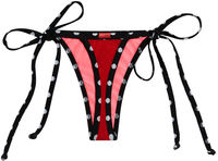Red & Black Polka Dot G-String Thong Bikini Bottom  image