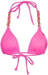 Neon Pink Triangle Bikini On a Chain Top image