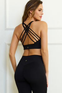 Black Soft Sculpt Cross Strap Tank Bra image