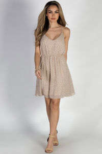 "Give Me Butterflies" Taupe Strappy Chiffon Print Dress image