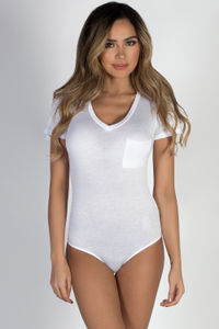 "Limitless" White Short Sleeve V-Neck Bodysuit  image
