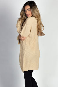 "Shannon" Beige Distressed Cozy Sweater Tunic Dress image