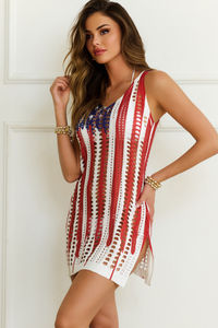 Lakeside Patriotic Mini Crochet Beach Cover Up Dress image