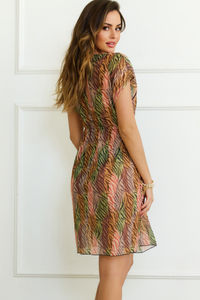 Sahara Zebra Open Mesh Cover Up w/ Drawstring Waist image