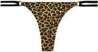 Leopard & Black Double Strap Side Loops Brazilian Thong Bikini Bottom image