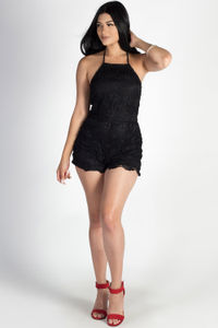 "Nothing But Love" Black Scallop Lace Romper image