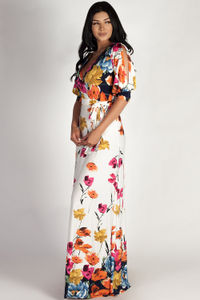 "Too Good To You" White Open-Sleeve Floral Maxi Dress  image