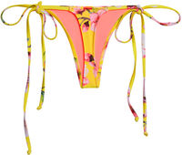 Yellow Cherry Blossom Print G-String Thong Bikini Bottoms image