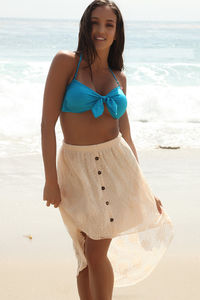 Long Island Ivory Lace High Low Beach Skirt image