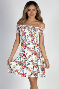 "My Dream" White Floral Off Shoulder Dress image
