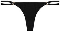 Black Double Strap Side Loops Brazilian Thong Bikini Bottom image