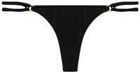 Black Double Strap Side Loops Brazilian Thong Bikini Bottom image